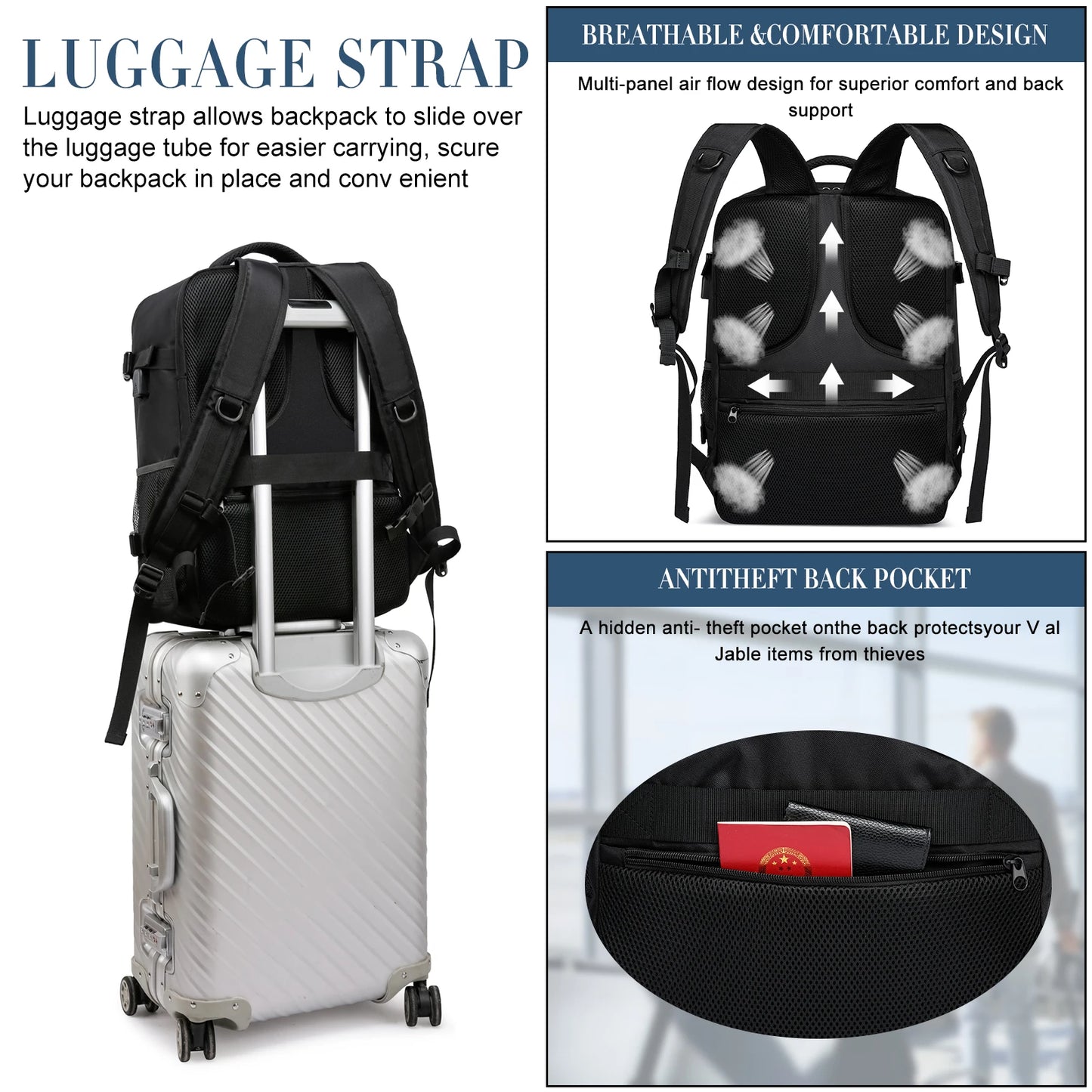 Zaino Da Viaggio Per Cabina Unisex Compatibile Con Ryanair 40x20x25 E EasyJet 45x36x20 Zaino Per Laptop