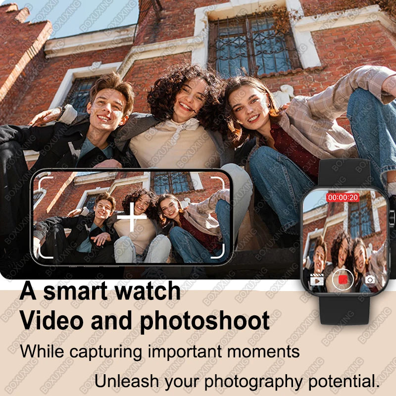 Nuovo Smartwatch Fotocamera per Uomo e Donna Registrazione Foto e Video Fitness Salute Impermeabile Chiamate Bluetooth