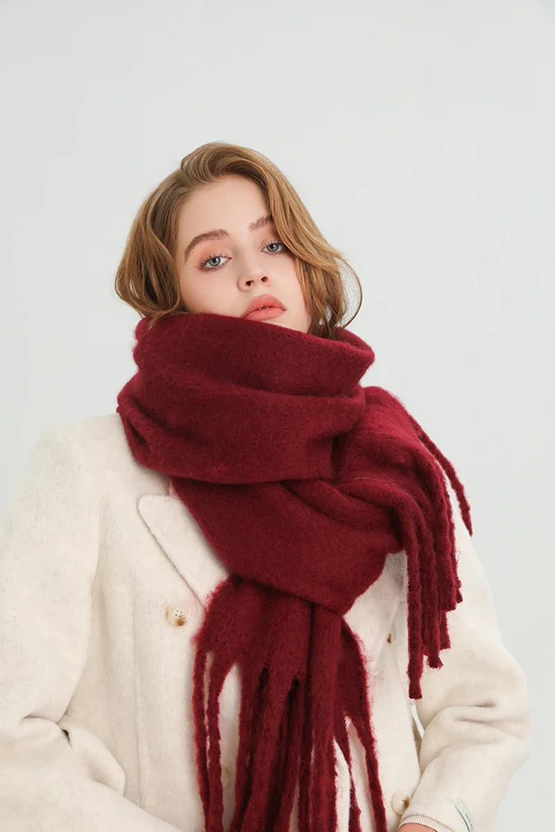 Sciarpa Invernale Per Donna Cashmere Caldo Pashmina Morbida Grande Scialle Con Nappa Poncho Lungo Echarpe