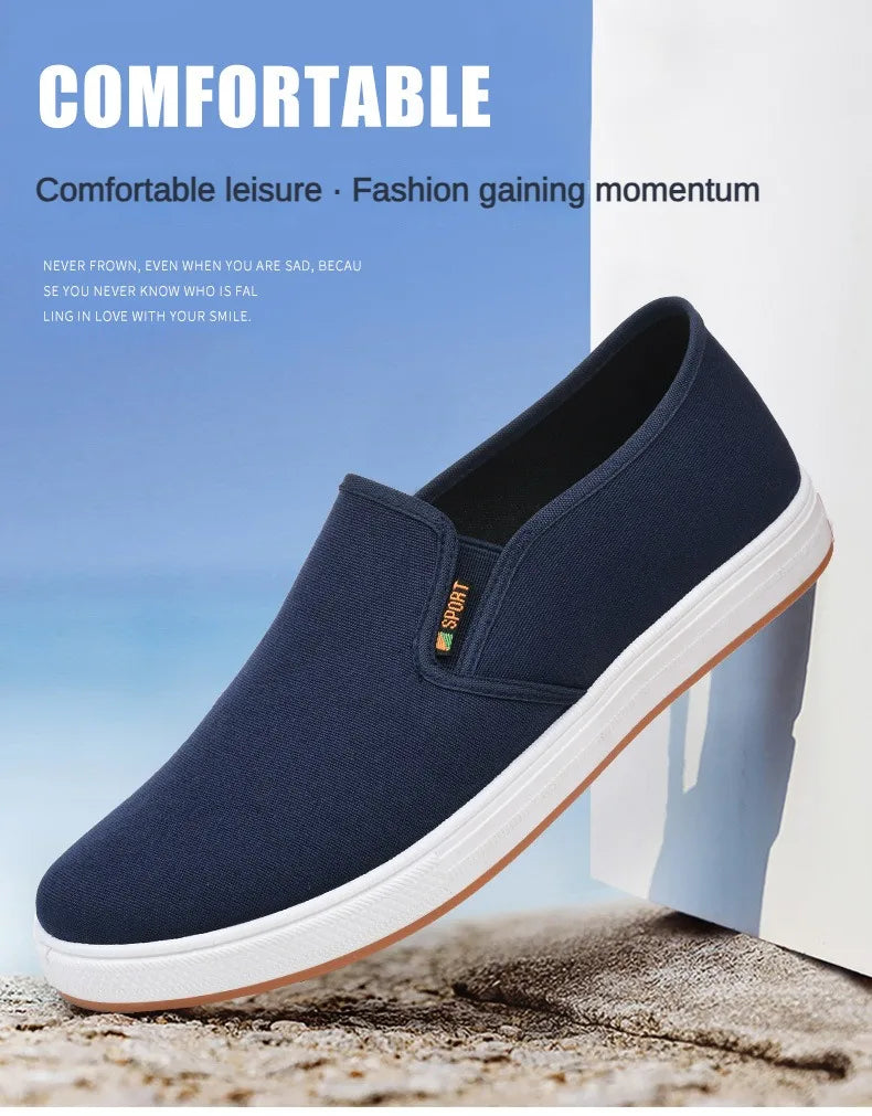 Scarpe Da Ginnastica In Tela Da Uomo Basse Leggere Vulcanizzate Slip On Casual Spedizione Gratuita A Prezzi Accessibili