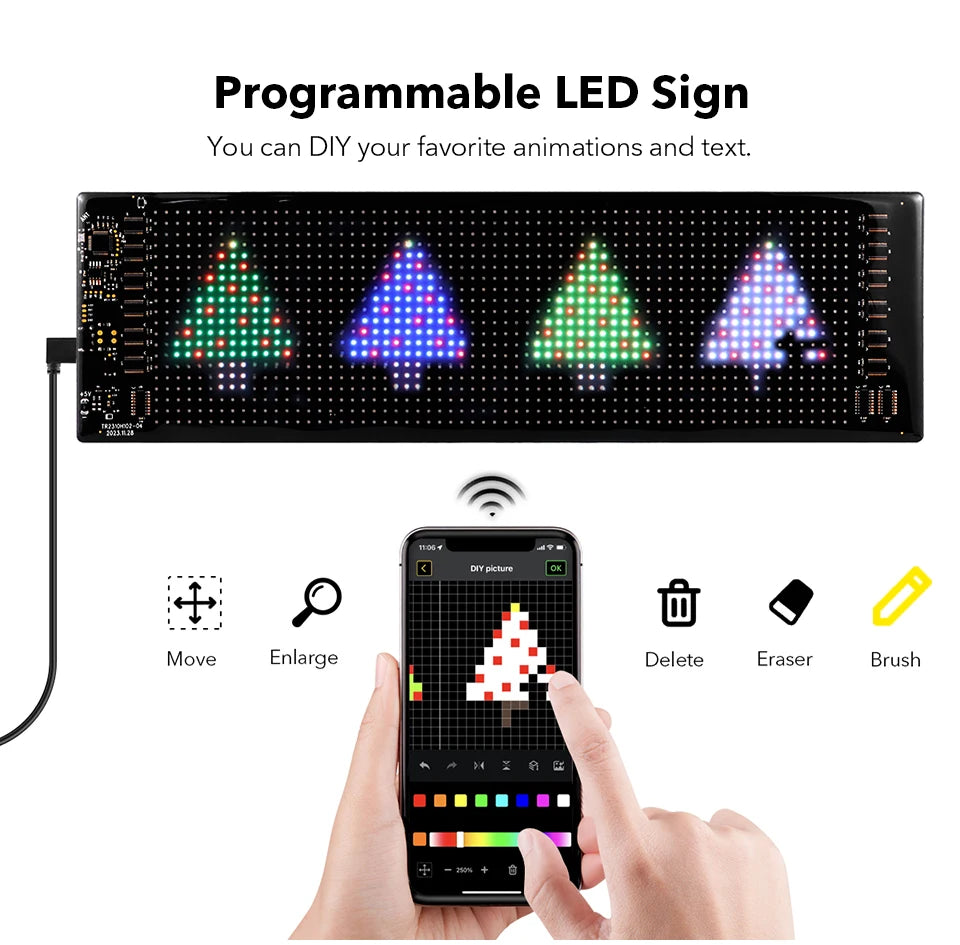 Pannello Pixel A Matrice 16x96 LED Per Insegne Pubblicitarie Scorrimento Luci Controllo App Bluetooth USB 5V