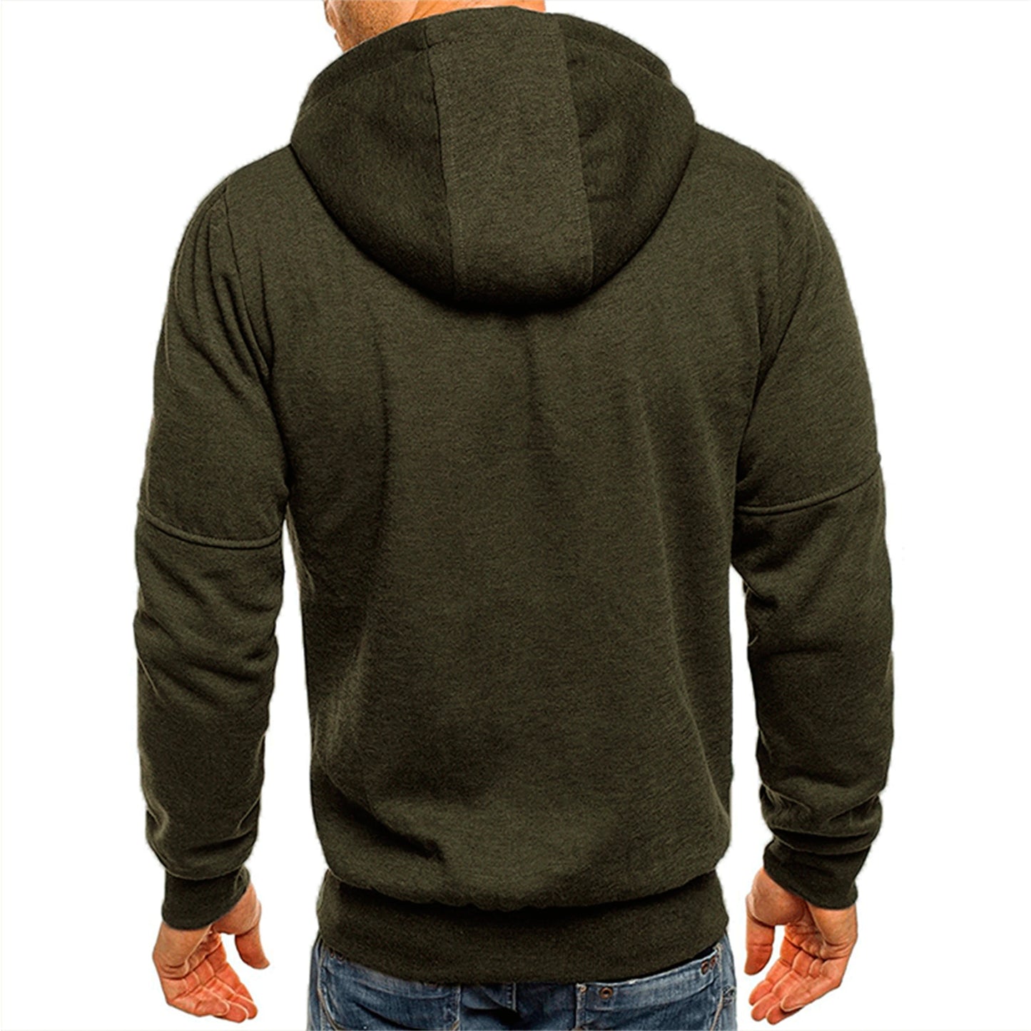 Giacca Da Uomo Con Cerniera E Cappuccio Tinta Unita Con Tasche Moda Casual Sport Streetwear All Aperto