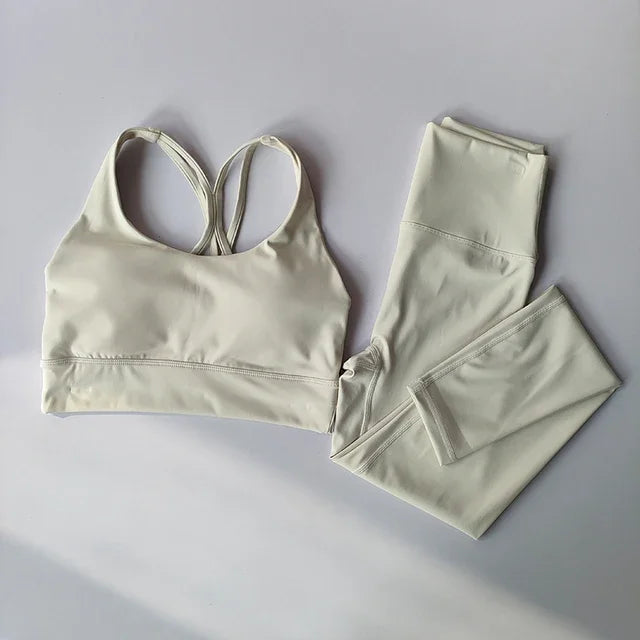 Tuta Da Yoga Donna Con Reggiseno Sportivo Fascia Alta Leggings Dimagranti Set Traspirante