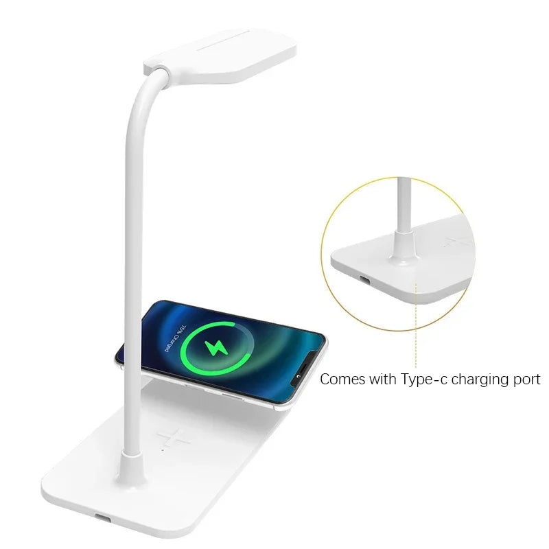Lampada Da Scrivania LED Con Ricarica Wireless E Porta USB Dimmerabile Touch Luce Notturna Per Lettura E Giochi A Casa