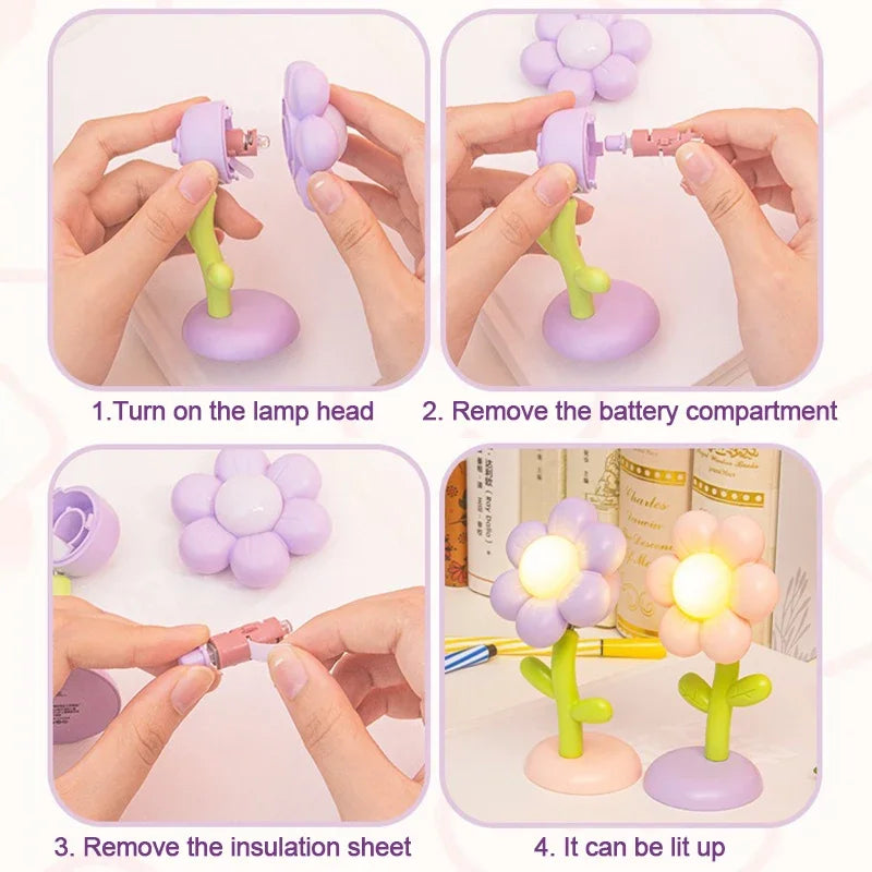 Lampada LED Fiore Notturna Mini Luce Da Tavolo Per Comodino Camera Da Letto Luce Ambientale Giocattolo Per Bambini Regalo