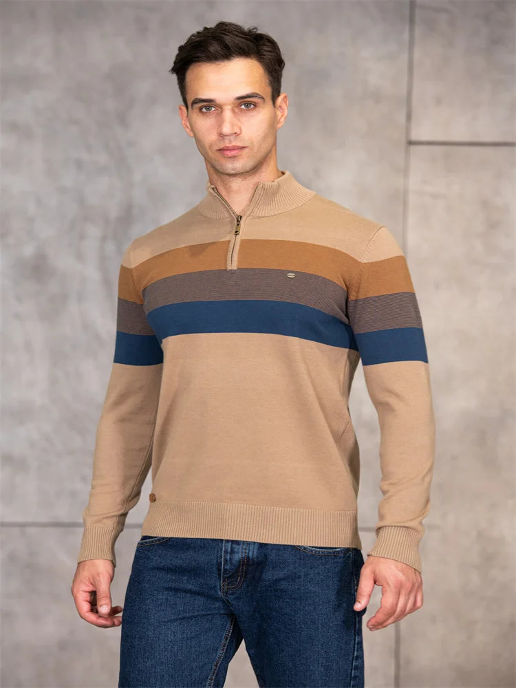 Maglione Uomo Cotone AIOPESON Zip Quarti Collo Lupetto Morbido Elasticizzato Inverno Per Uomo Stiloso