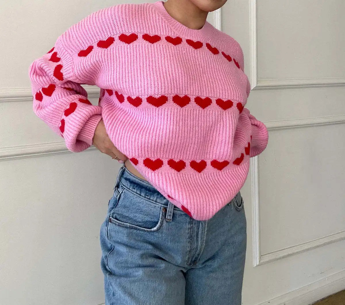 Maglioni Lavorati A Maglia Per Donne In Due Colori Jacquard Collo Rotondo Pullover Trend 2026 Nuovi