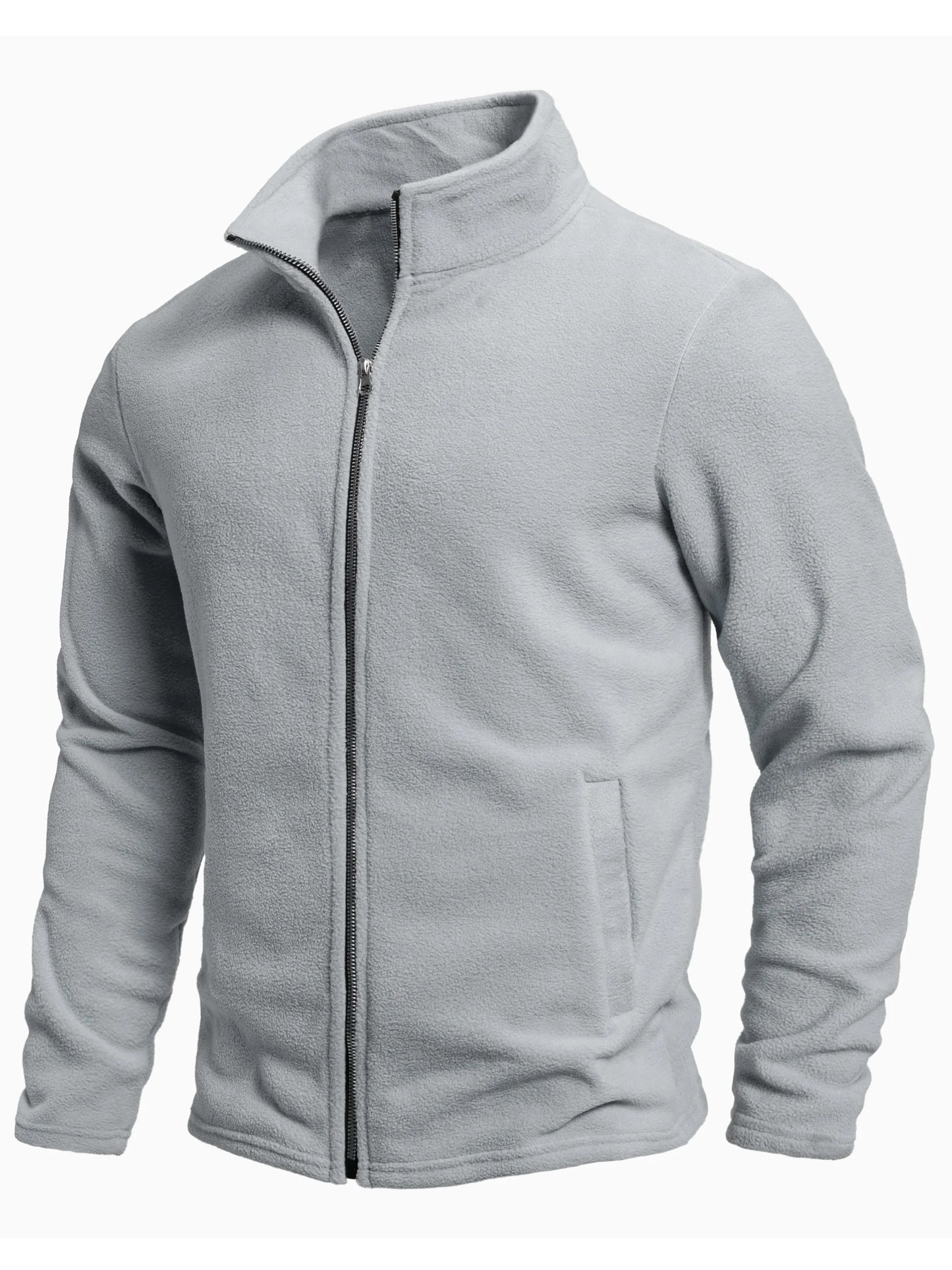 Top Caldo Da Uomo In Pile Tinta Unita Cardigan Con Cerniera Per Tempo Libero All'Aperto Primaverile Autunnale