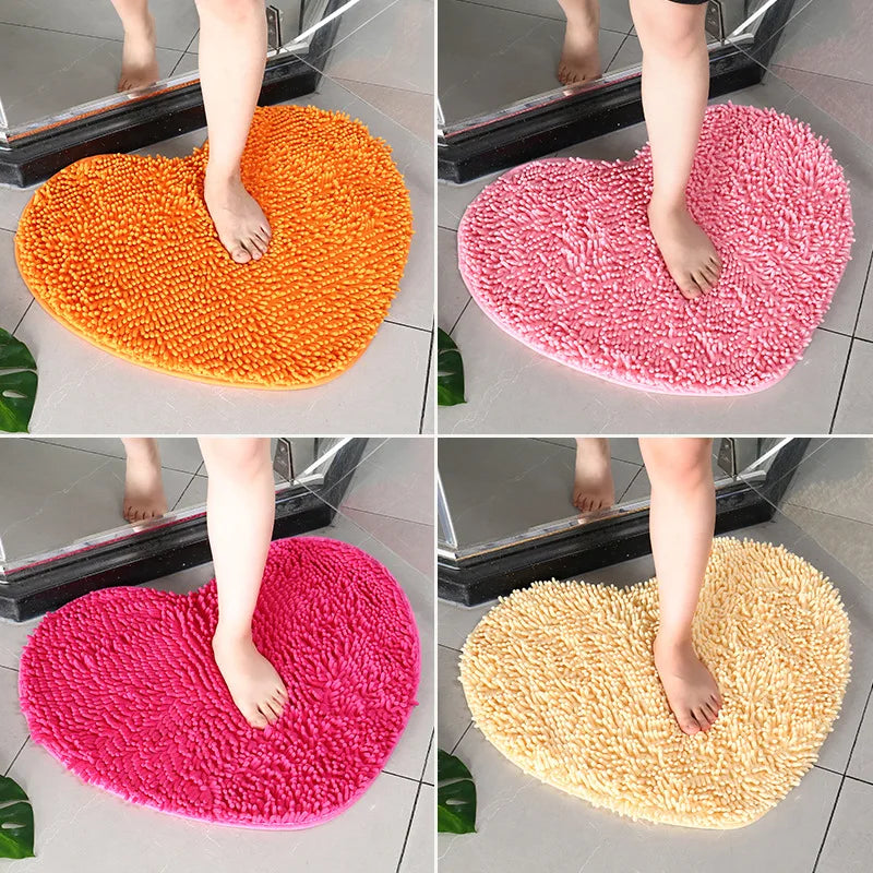 Tappetini Da Bagno Con Cuore In Ciniglia Antiscivolo Assorbente Set Da Bagno Di Lusso Spedizione Gratuita Per Casa