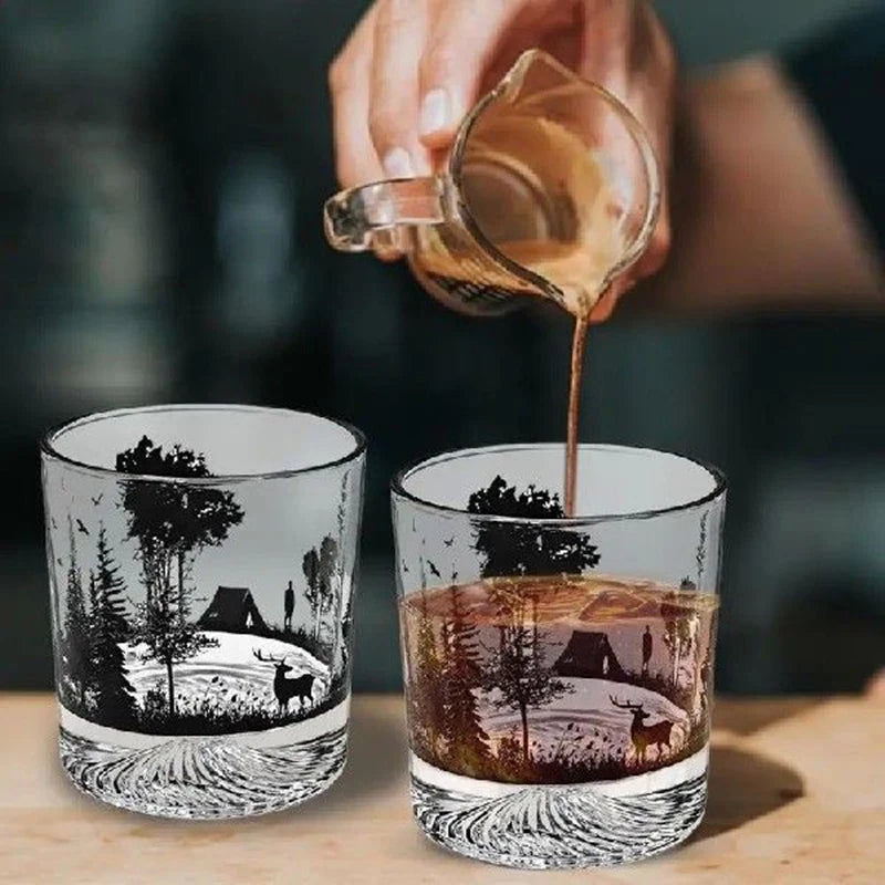 Snow Mountain Cup Bicchiere Da Vino 300ml Con Silhouette Iceberg Montagna Roccia E Fondo Spesso Regalo Natale