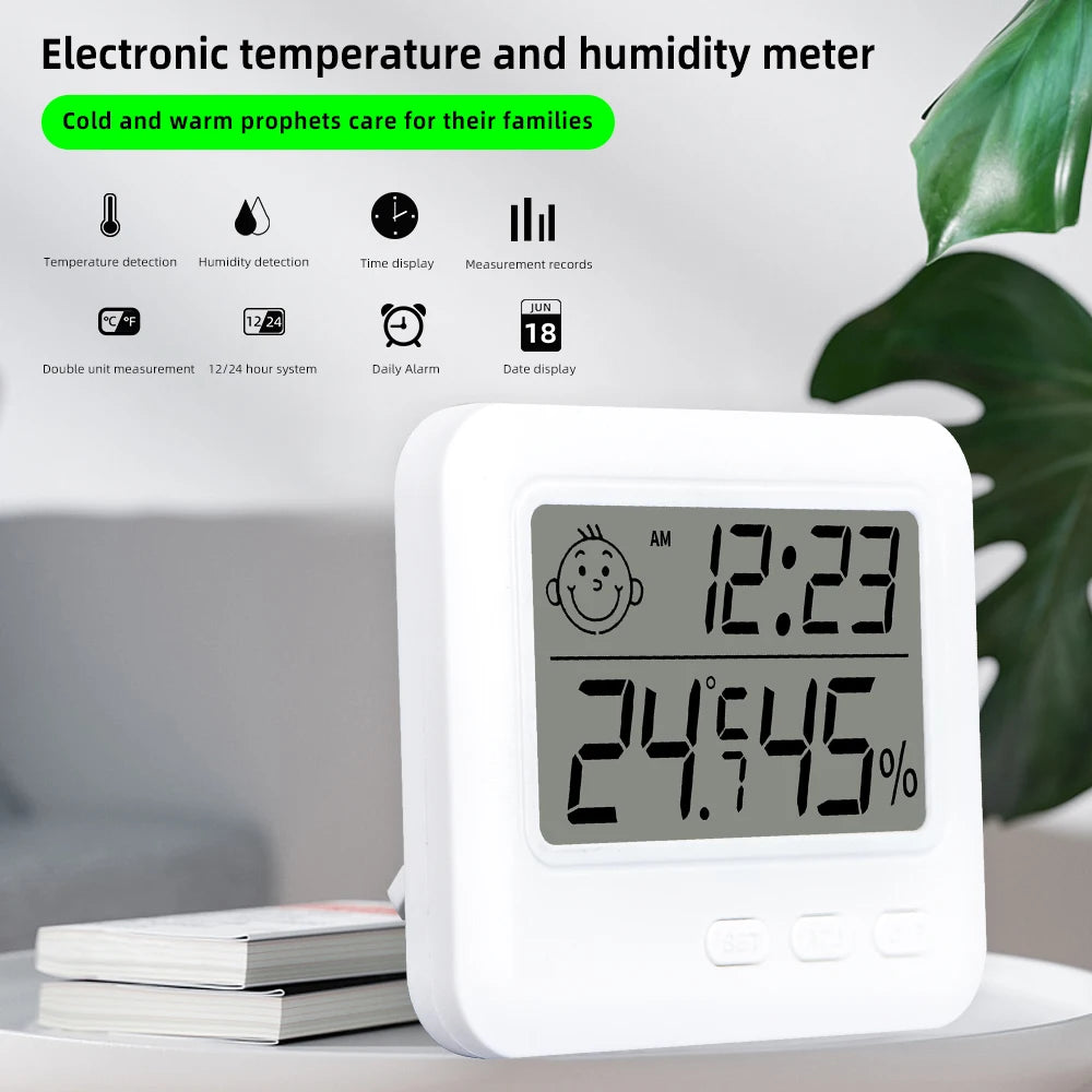 Stazione Meteorologica Multifunzionale Orologio Termometro Igrometro Calendario Display LCD Digitale Temperatura Umidità