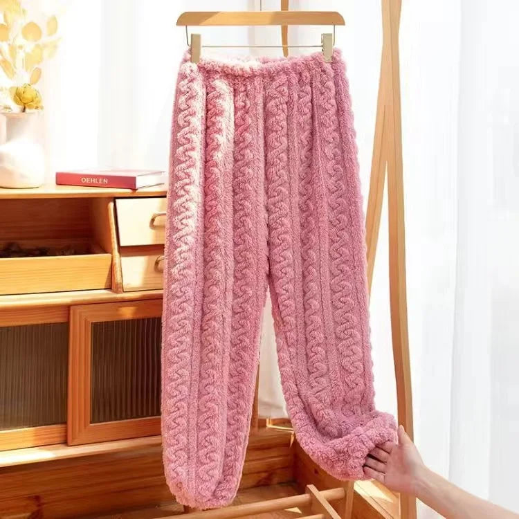 Pantaloni Da Notte Da Donna In Pile Di Corallo Peluche Caldo Autunno Inverno Pigiama Morbido E Confortevole