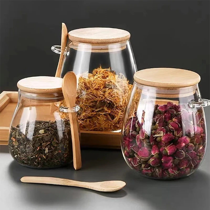 Barattolo Di Vetro Sigillato Con Coperchio E Cucchiaio Moderno Trasparente Per Spezie Zucchero Tè E Caffè In Cucina