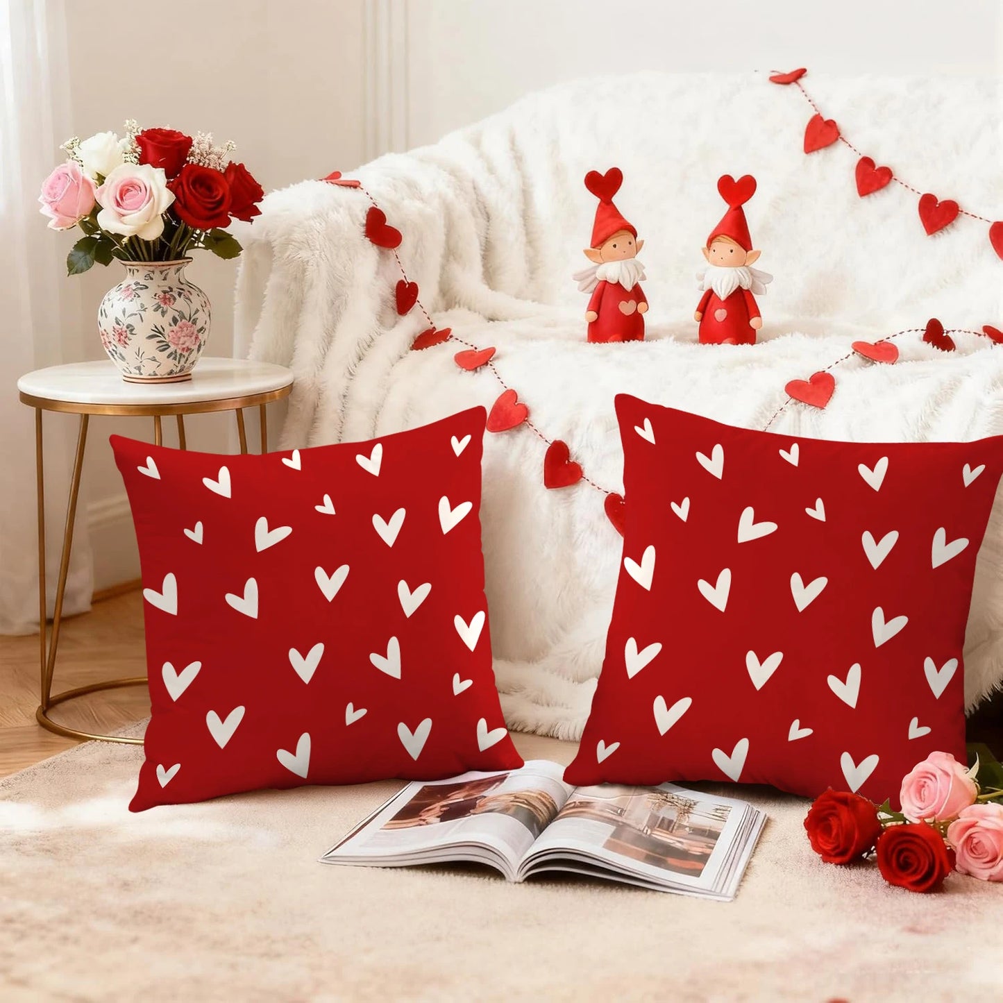 Due Fodere Per Cuscino San Valentino Con Busta D Amore Per Decorazione Divano E Anniversario Di Matrimonio