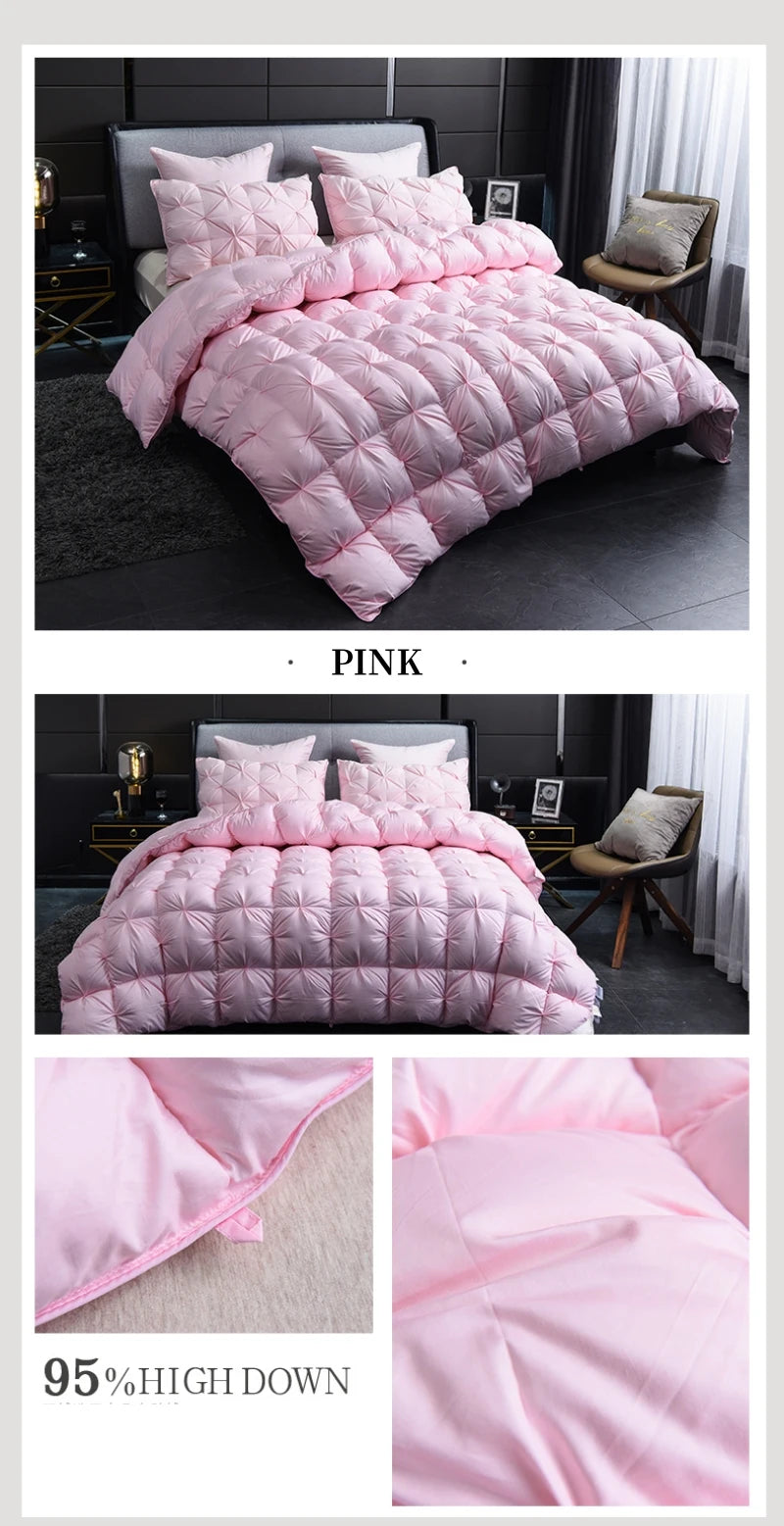 Piumino In Piuma Oca Bianca Caldo Inverno Spesso 3D Imbottitura Coperta Trapunta Letto Singolo Doppia