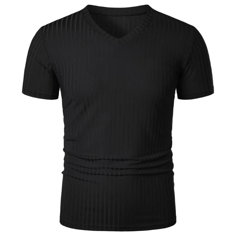 T Shirt Muscolari Da Uomo A Maniche Corte Estive Elasticizzate Scollo A V Bodybuilding Streetwear Allenamento Costine
