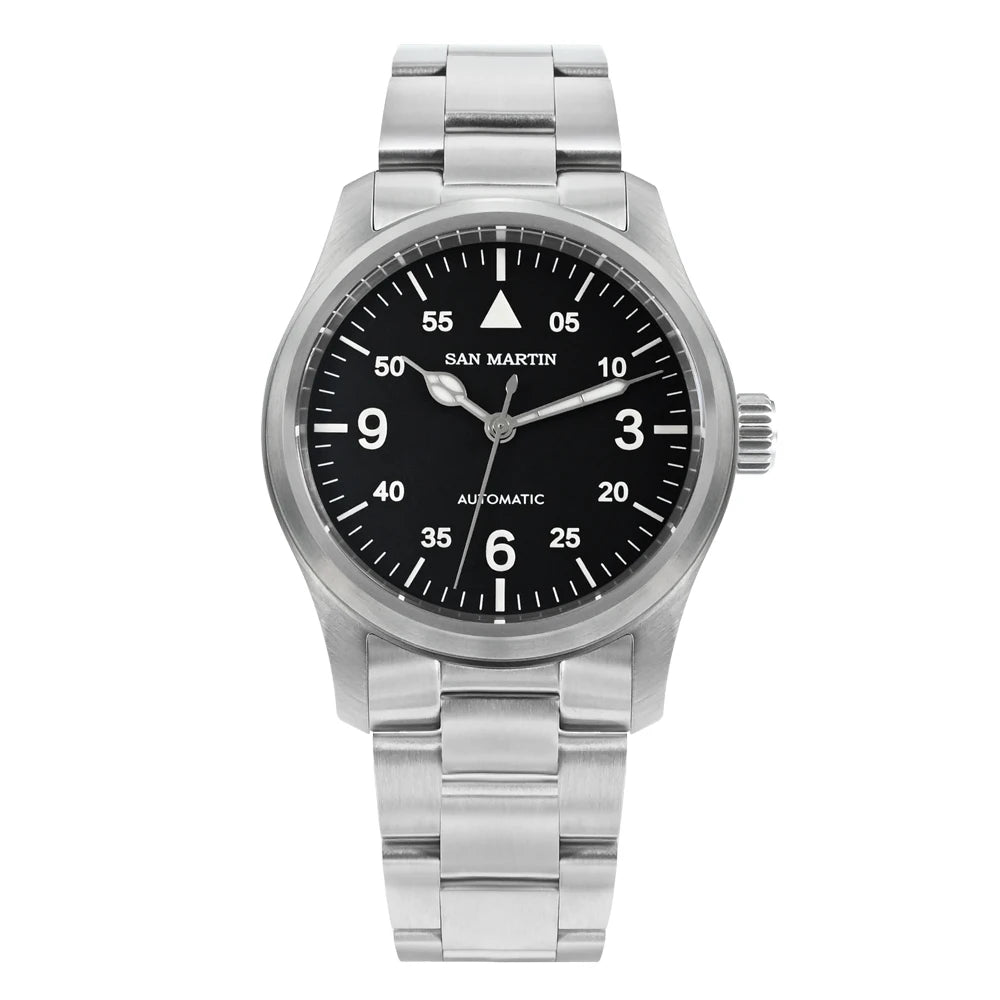 Orologio Da Pilota Da Uomo San Martin 37mm Meccanico Automatico 100m Impermeabile Stile Militari BGW 9