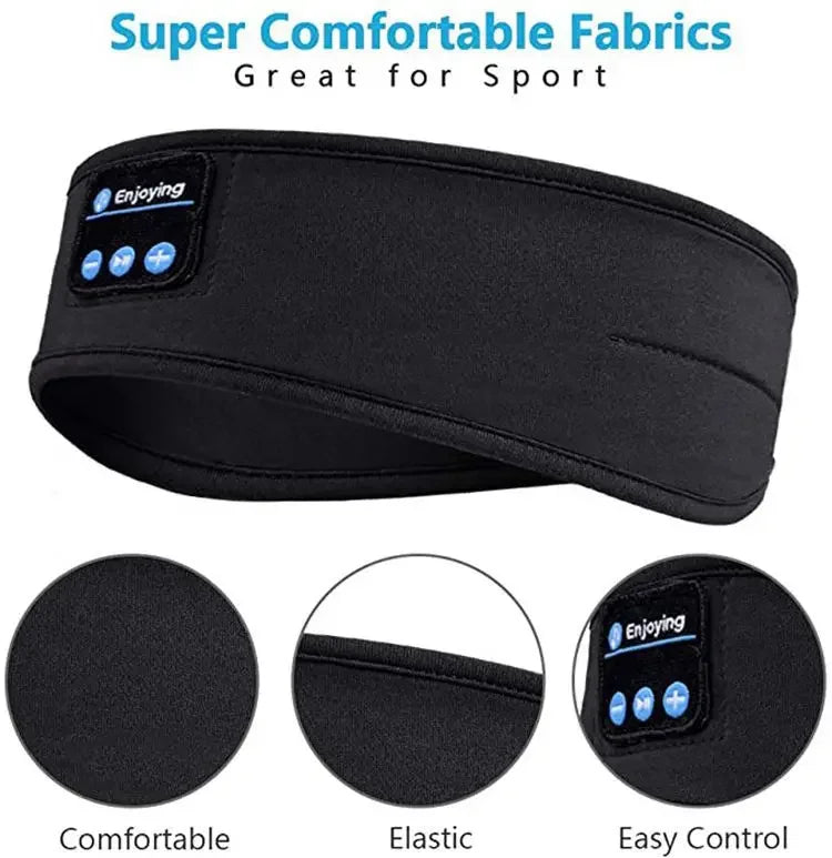 Maschera Per Il Sonno Con Cuffie Bluetooth Wireless Fascia Per Capelli Morbida Elastica Comoda Per Dormire Sul Fianco