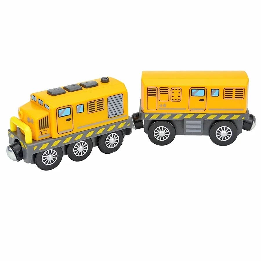 Treno Elettrico Magnetico Locomotiva Per Slot Auto Binario In Legno Con Due Carrelli Giocattolo Leduo Track