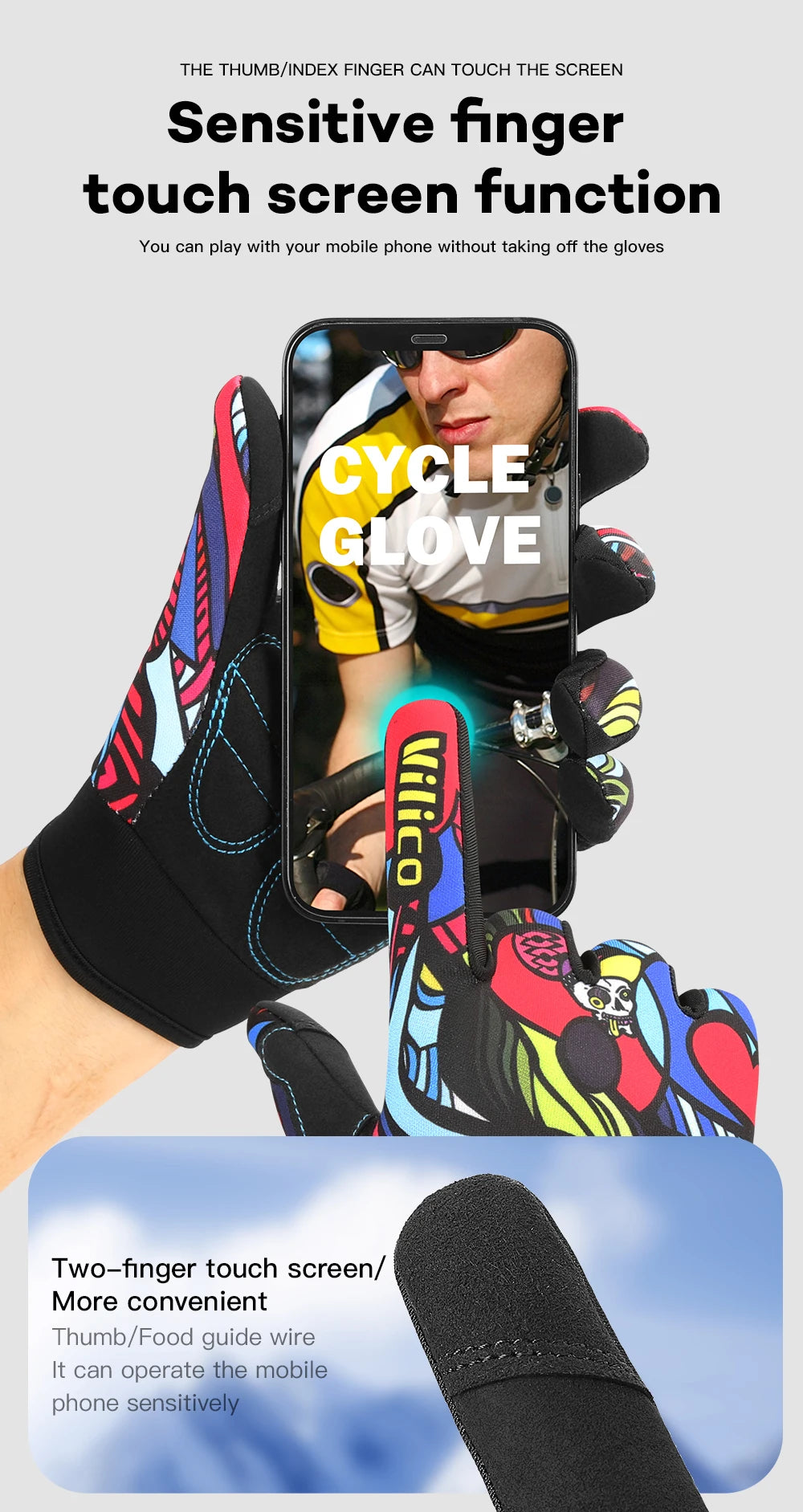 Guanti Da Equitazione E MTB Antiscivolo Con Touch Screen Resistente All Usura Unisex Regalo Halloween