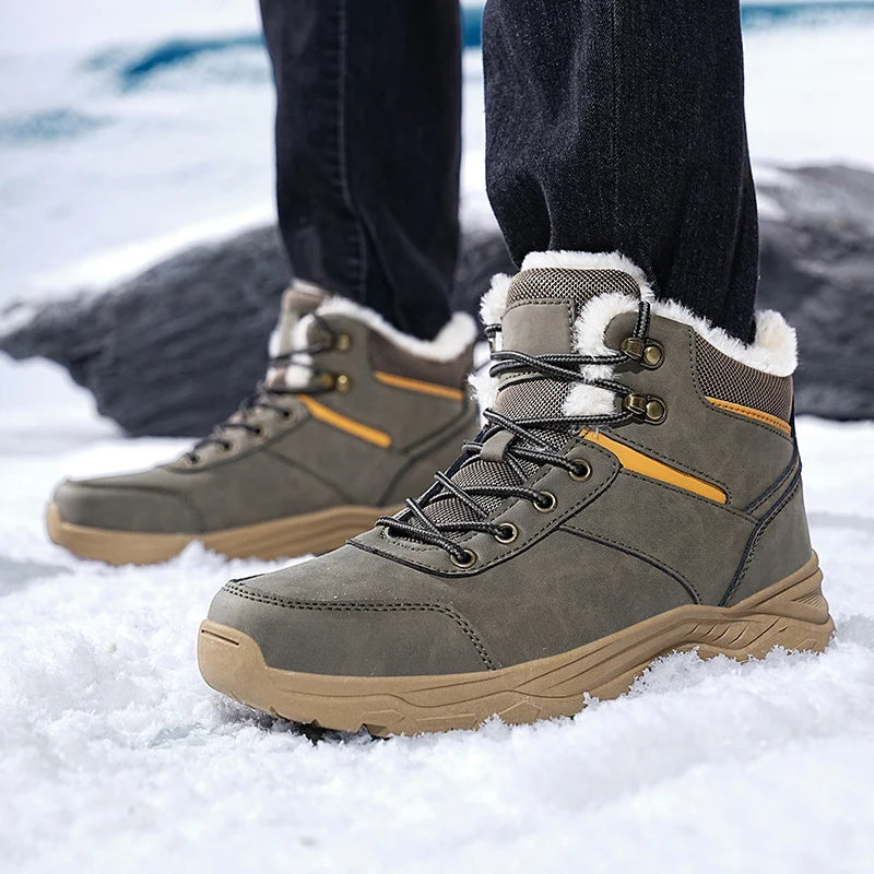 Stivali Da Neve Da Uomo Foderati In Pile Con Suola Spessa Per Trekking Outdoor Inverno Autunno Scarponi Da Caccia