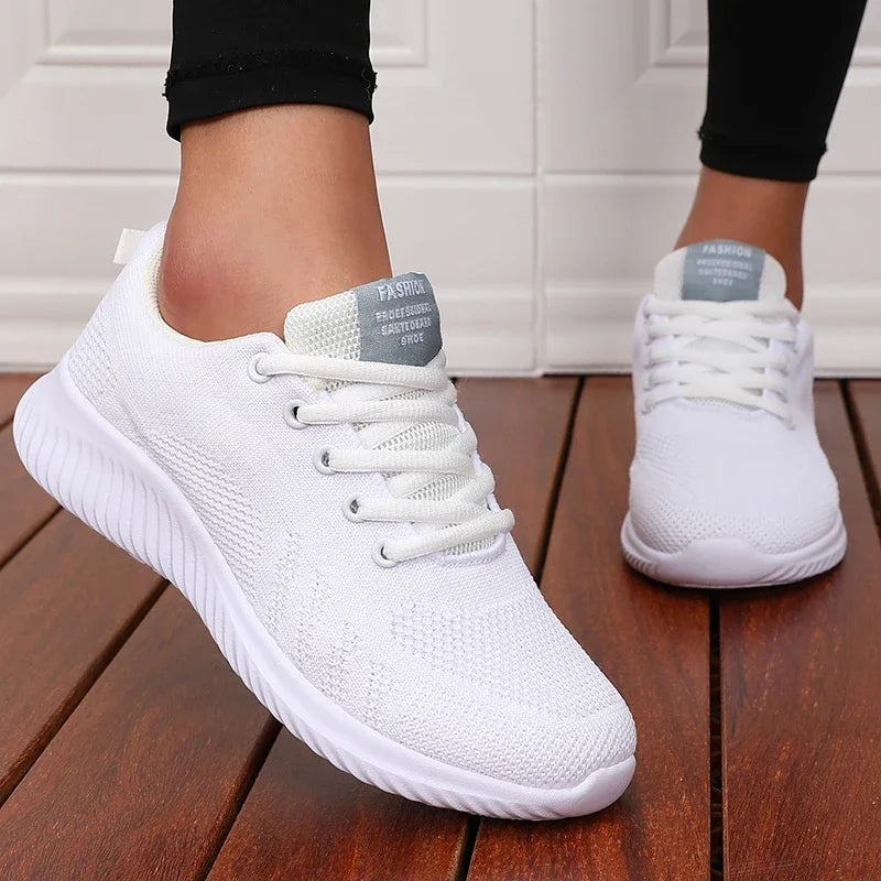 Scarpe Sportive Antiscivolo Uomo Donna Trekking In Rete Bianca Stile Streetwear Da Corsa Casual Basse Fondo Piatto