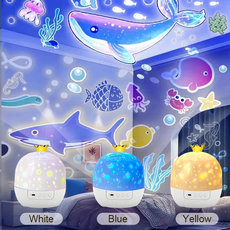 Proiettore Notturno A LED A Stelle Con Proiezione Oceanica E 15 Pellicole Regalo Di Natale Per Bambini