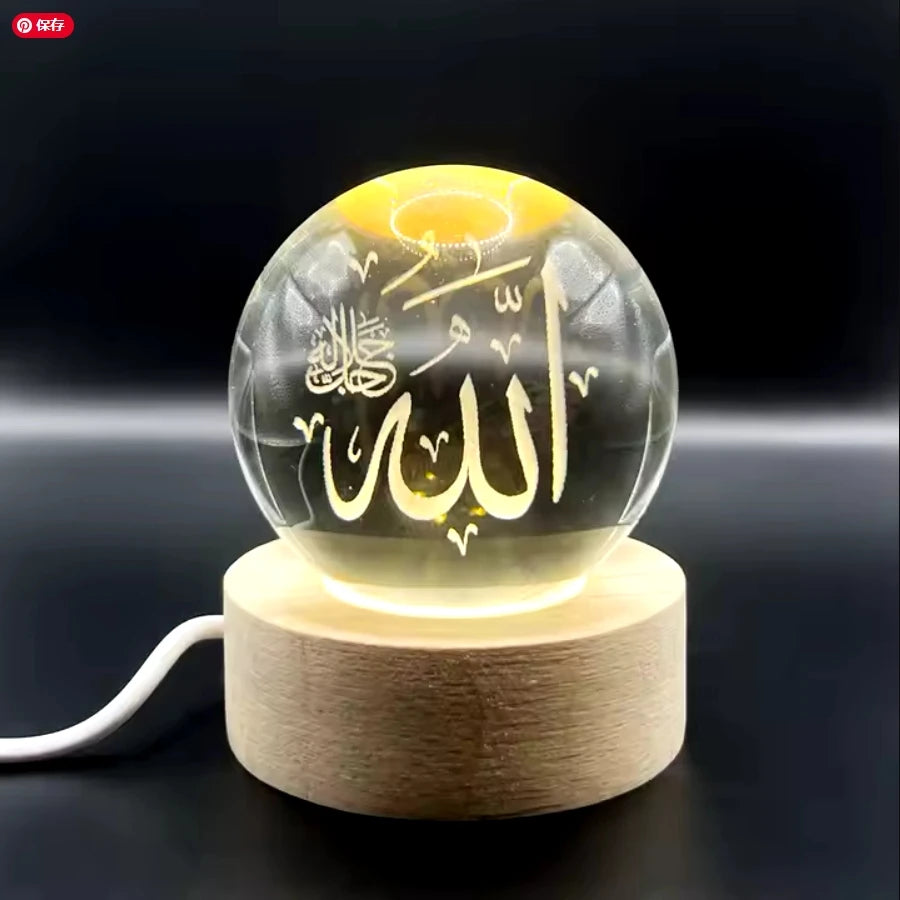 Decorazione Della Stanza Con Sfera Di Cristallo 3D E Base Led Per Luce Ambientale Nel Soggiorno