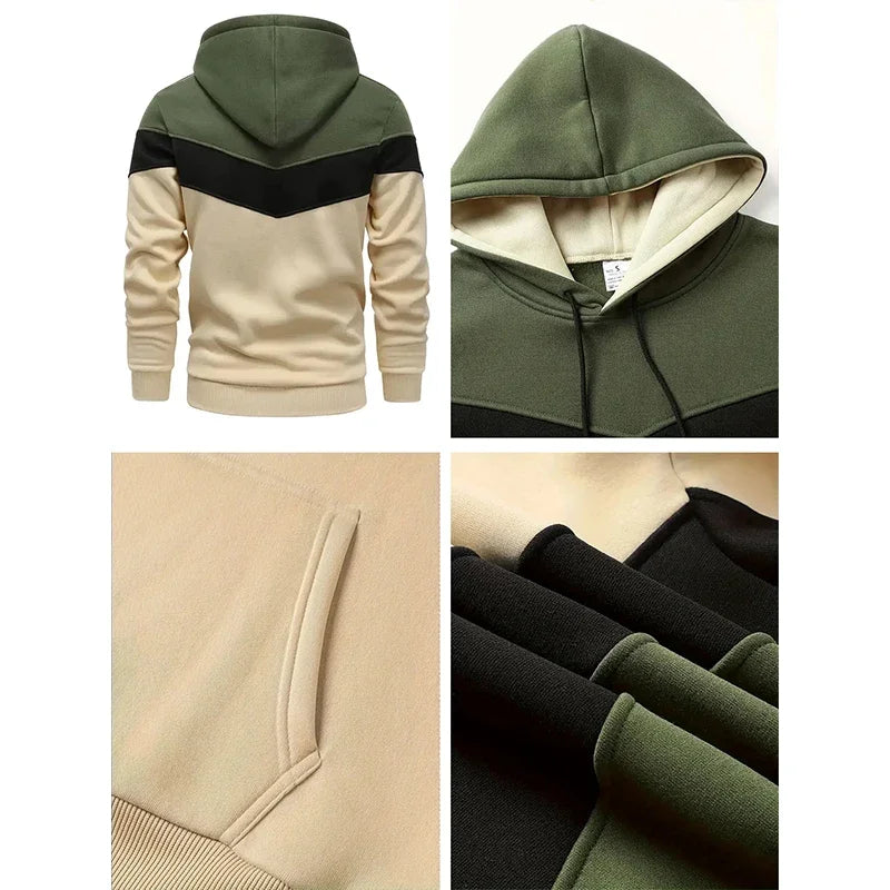 Tuta Uomo Due Pezzi 2024 Autunno Inverno Felpa Con Cappuccio E Pantaloni Set Sport Tricolore Caldo E Casual