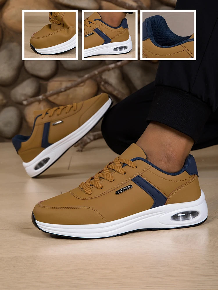 Scarpe Sportive Da Uomo Impermeabili In Pelle Casual Antiscivolo Da Passeggio E Tennis Con Aumento Di Altezza
