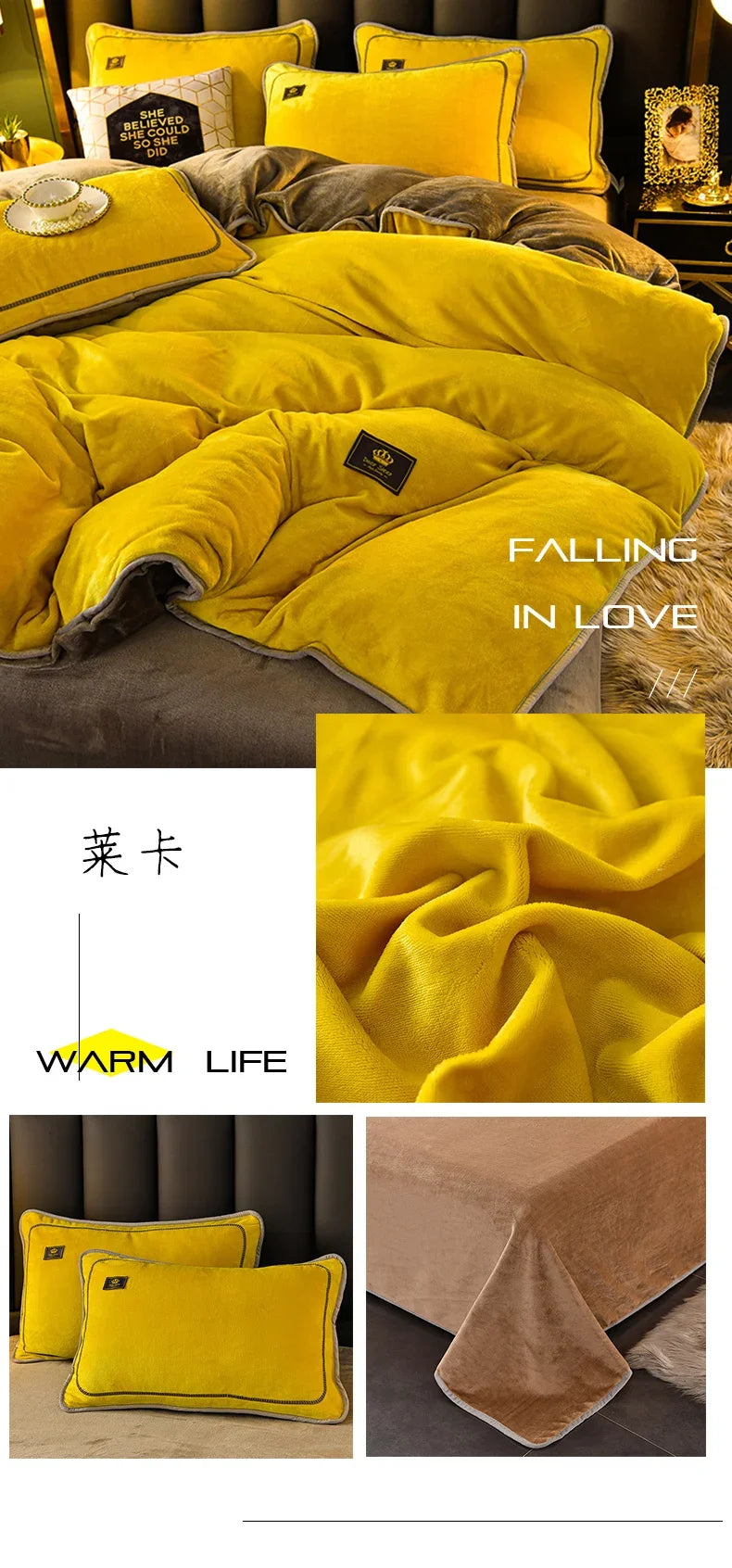 Set Di Biancheria Da Letto In Pile Di Latte Ultra Spesso Queen Size Copripiumino Invernale Caldo Di Fascia Alta