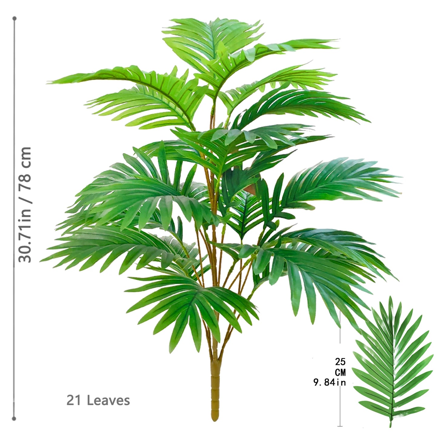 Palma Artificiale Tropicale Con Rami Di Foglie In Plastica Verde Per Decorazione Giardino Esterno Misure 50 90 120 Cm