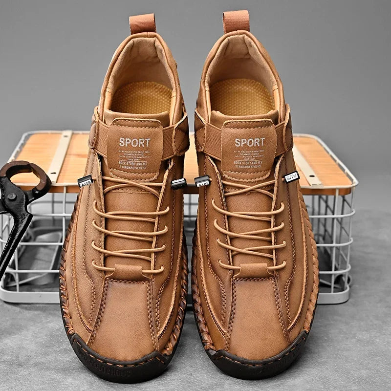 Scarpe In Pelle Cucite A Mano Uomo Scarpe Casual Da Passeggio Antiscivolo Leggere Esterno Taglia 47 48 Mocassini Slip On