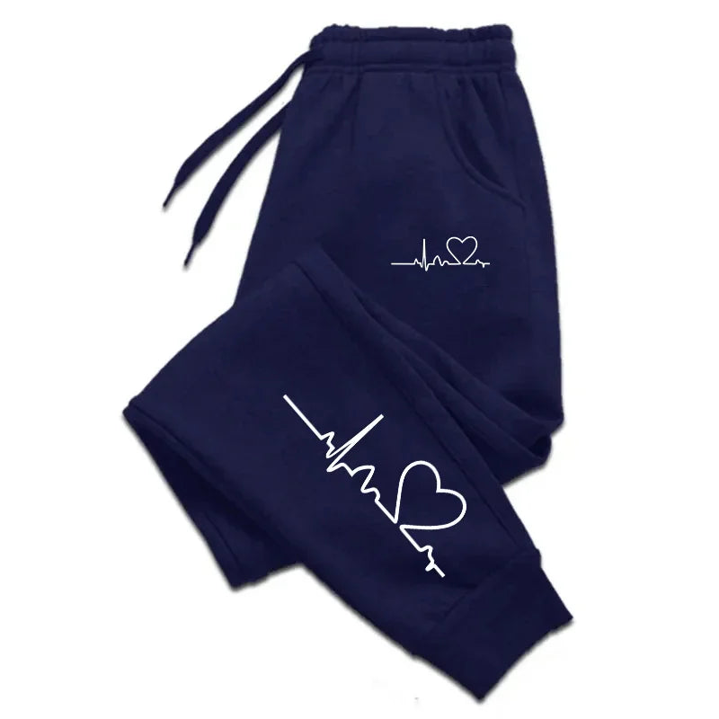 Pantaloni Sportivi Da Donna Con Stampa A Cuore, Pantaloni Fitness Casual Di Alta Qualità, Larghi E Alla Moda