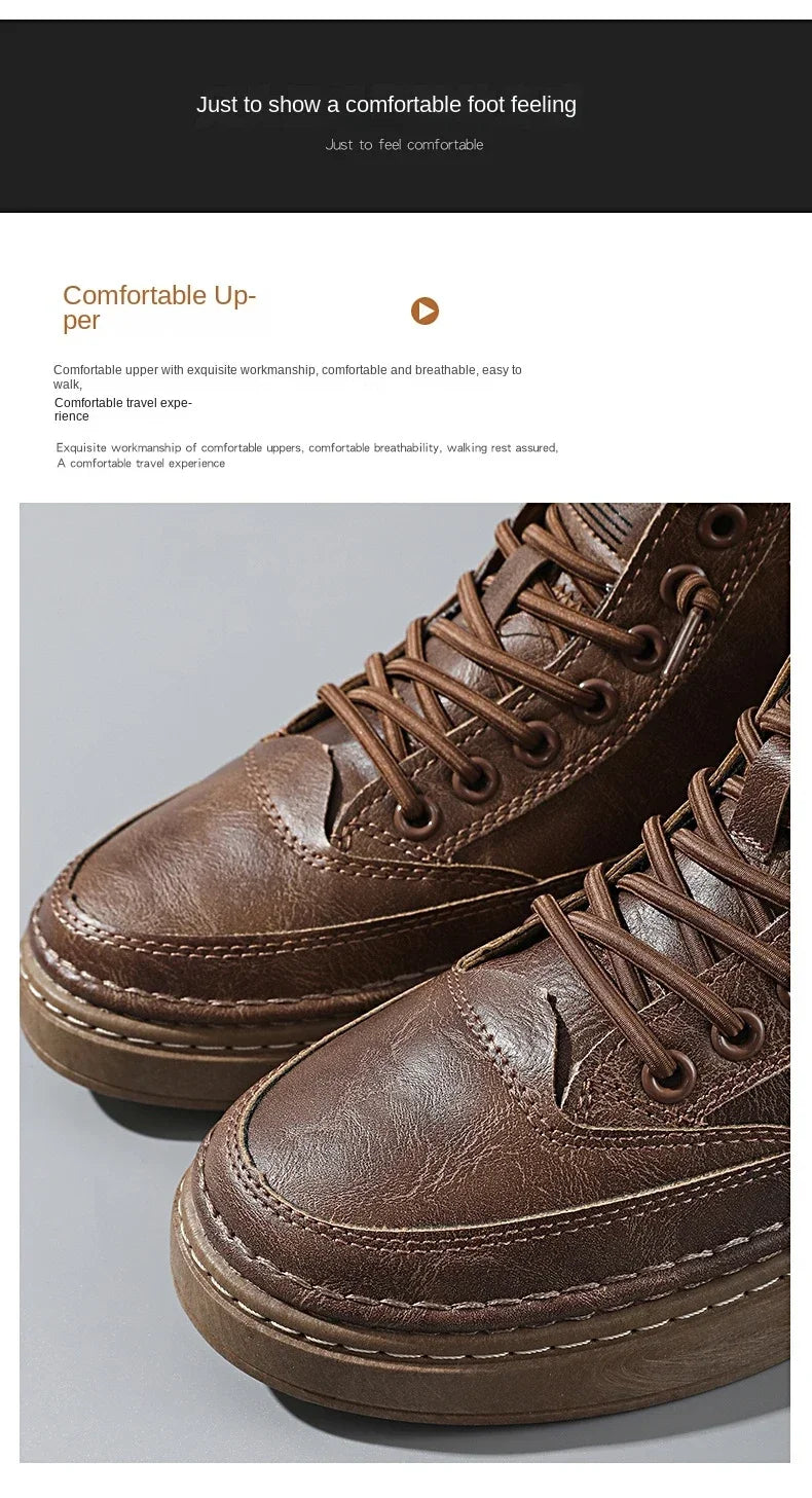 Stivali Da Uomo In Pelle Invernali Alti Scarpe Moda Stivaletto Casual Da Lavoro All Aperto Sneakers Maschili Novità