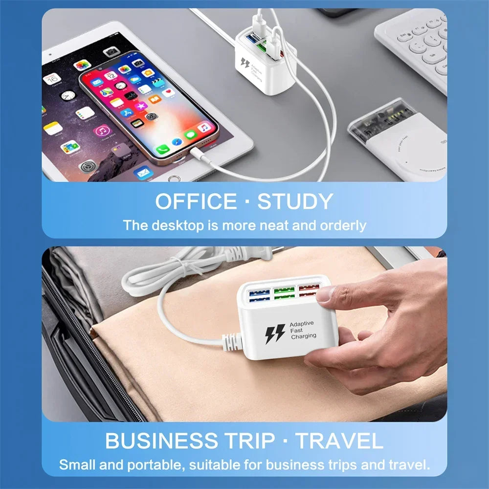 Caricatore USB Veloce 6 In 1 Stazione Ricarica Da Tavolo Con Cavo Da 1 M Hub USB Integrato Compatibile iPhone