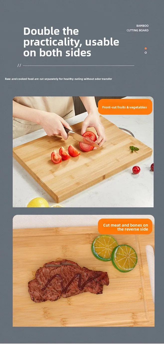 Tagliere In Bambù Bifacciale Da Cucina Anti Muffa Naturale Moso Con Supporto Verticale