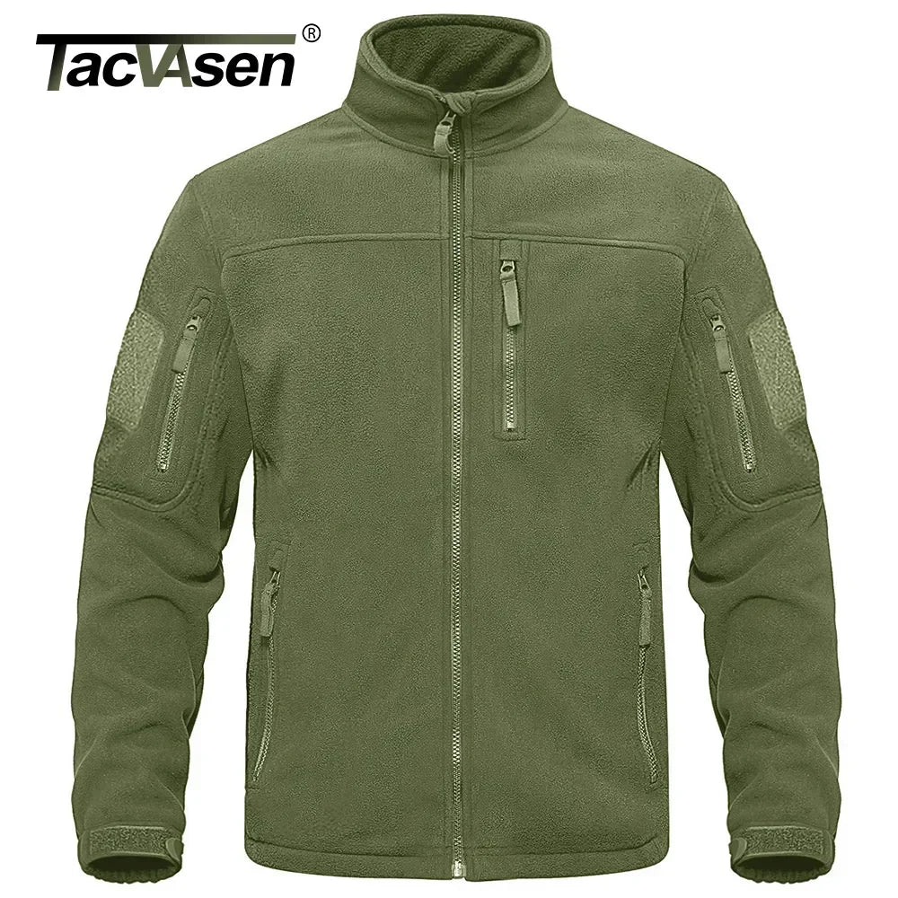 Tacvasen Giacca In Pile Full Zip Verde Da Uomo Con Tasche Con Cerniera Termica Per Lavoro E Escursionismo Outwear