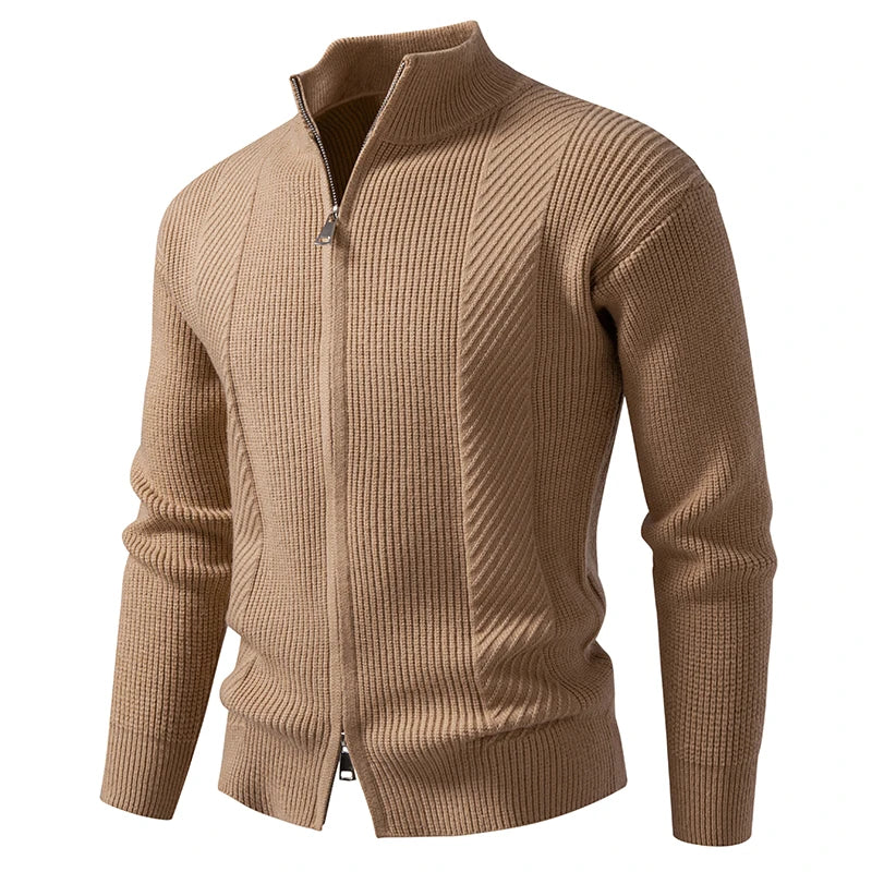 Cardigan Slim Fit Uomo Autunno Inverno Con Zip E Collo Mandarino Caldo Moda Casual