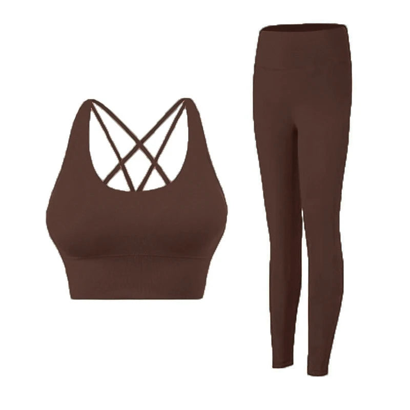Tuta Da Yoga Due Pezzi Da Donna Abbigliamento Sportivo Per Pilates E Fitness Leggings Reggiseno Sportivo Traspirante