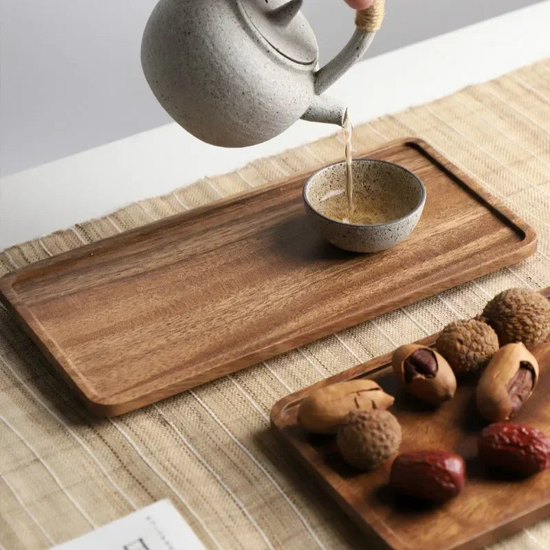 Vassoio Da Tè Rettangolare In Legno Per Tavolo Da Portata Snack Conservazione Degli Alimenti Per Casa E Hotel