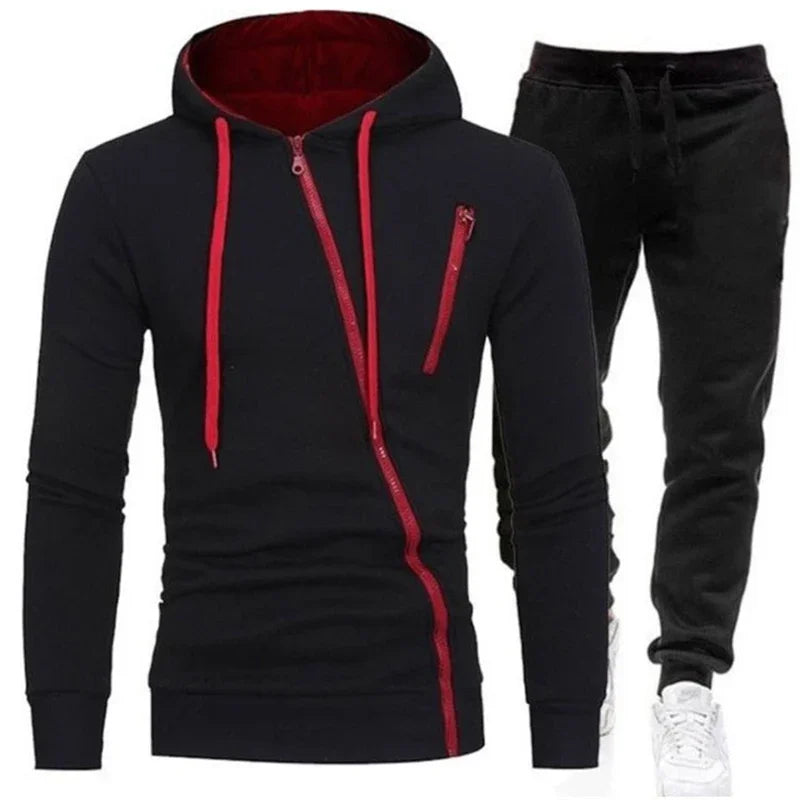 Felpa con Cappuccio Uomo e Pantaloni 2 Pezzi Tuta Sportiva Jogging Set Primavera Autunno Abbigliamento Casual