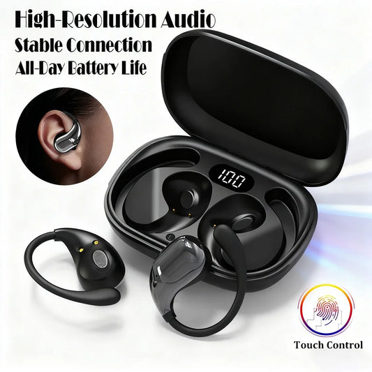 Cuffie Wireless Bluetooth Con Gancio Per L Orecchio Auricolari Stereo Impermeabili Display LED Controllo Touch