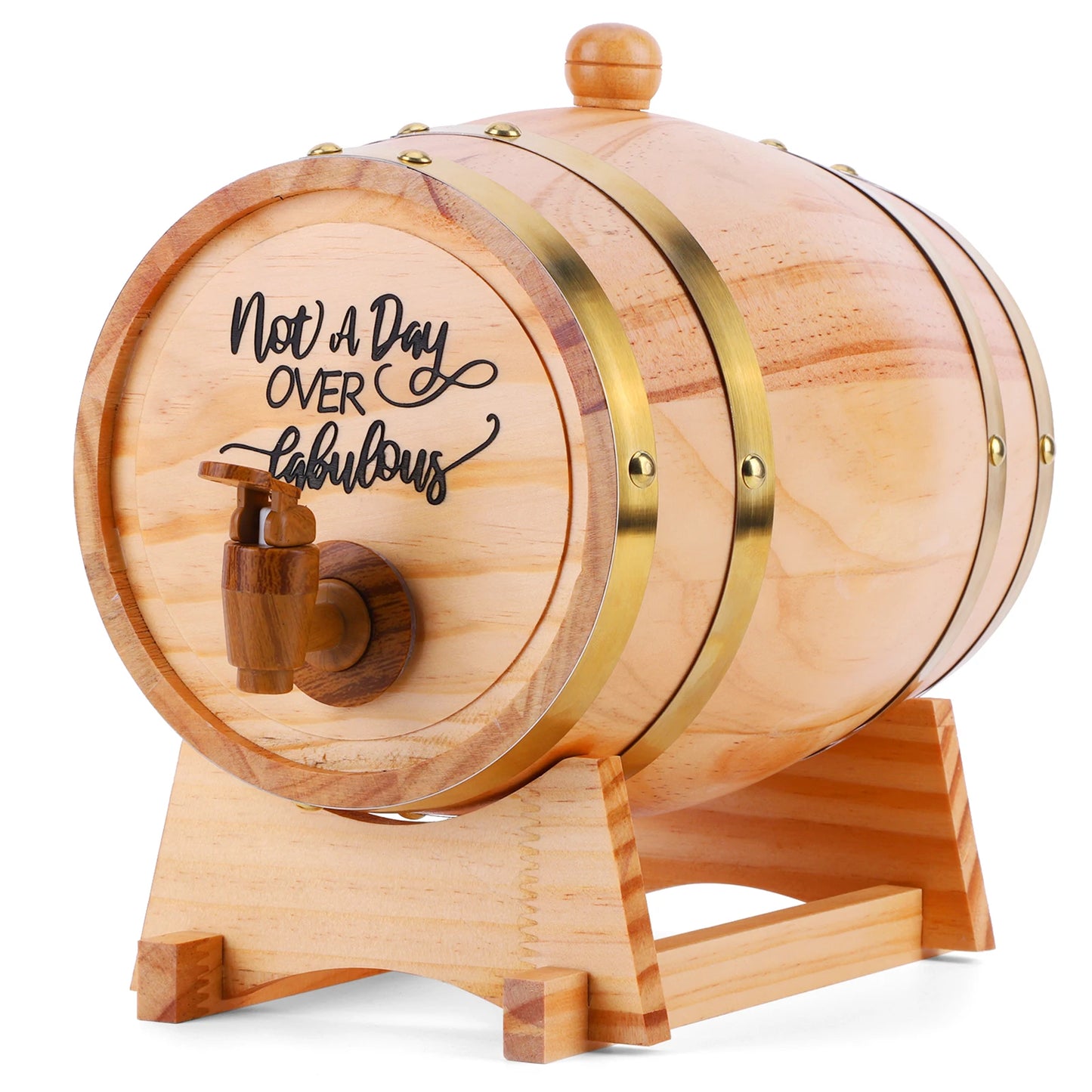 Barile In Legno Per Whisky 3L Con Tappo Rubinetto E Supporto Dispenser Per Cocktail E Appassionati