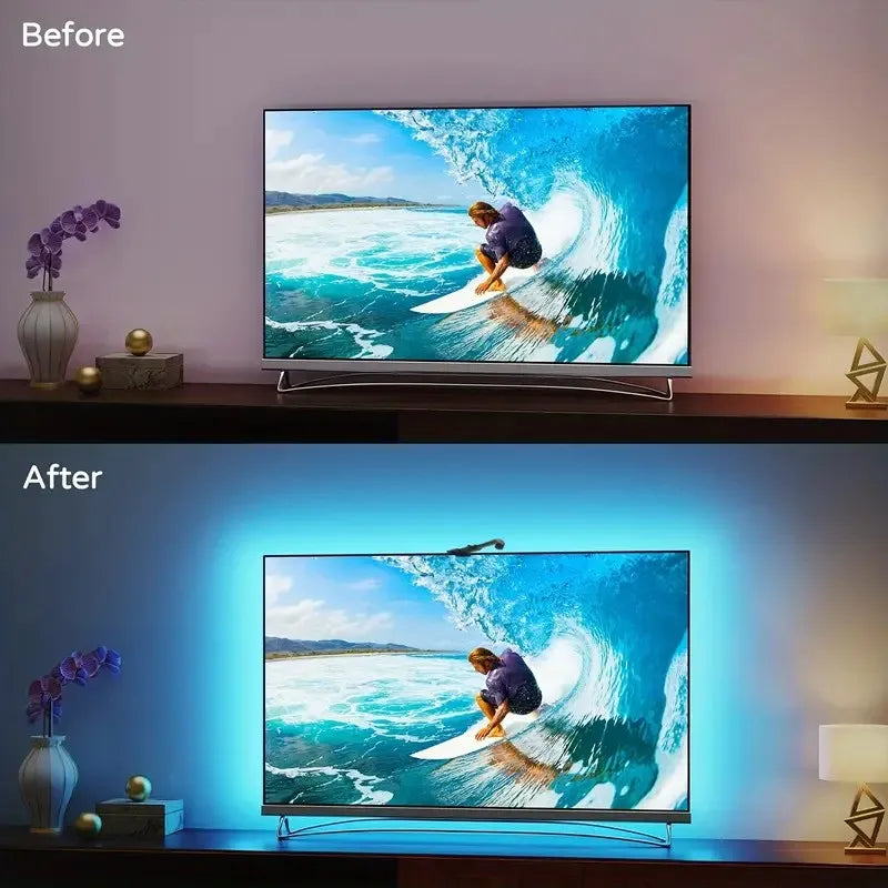 Retroilluminazione A LED Per TV 55 75 Pollici Fotocamera Strisce RGBIC Sincronizzazione Schermo Musica Decorazione Stanza