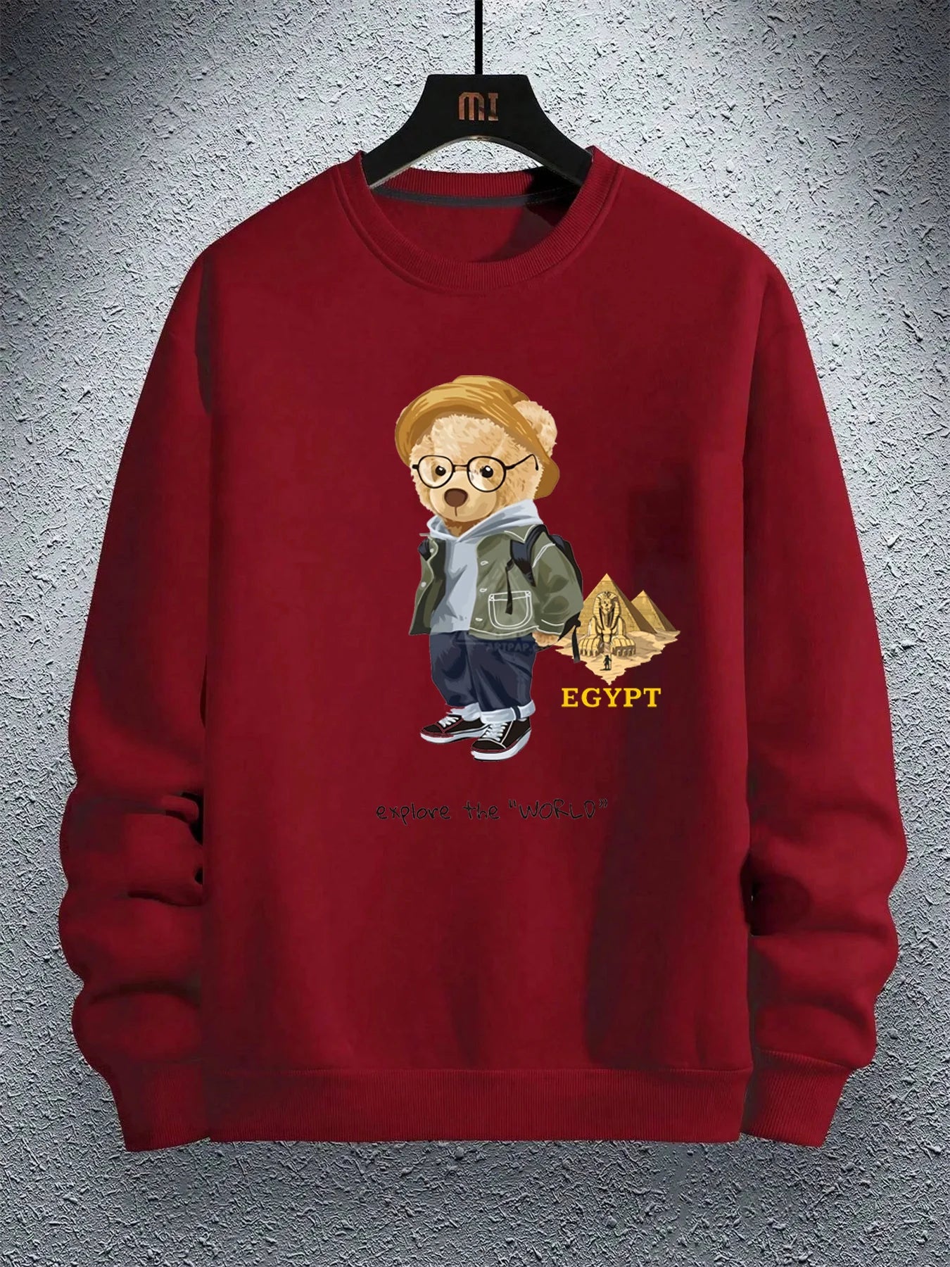 Felpa da Uomo Girocollo Maniche Lunghe Stampata Con Grafica Viaggio Allentata Casual Alla Moda Autunno Inverno