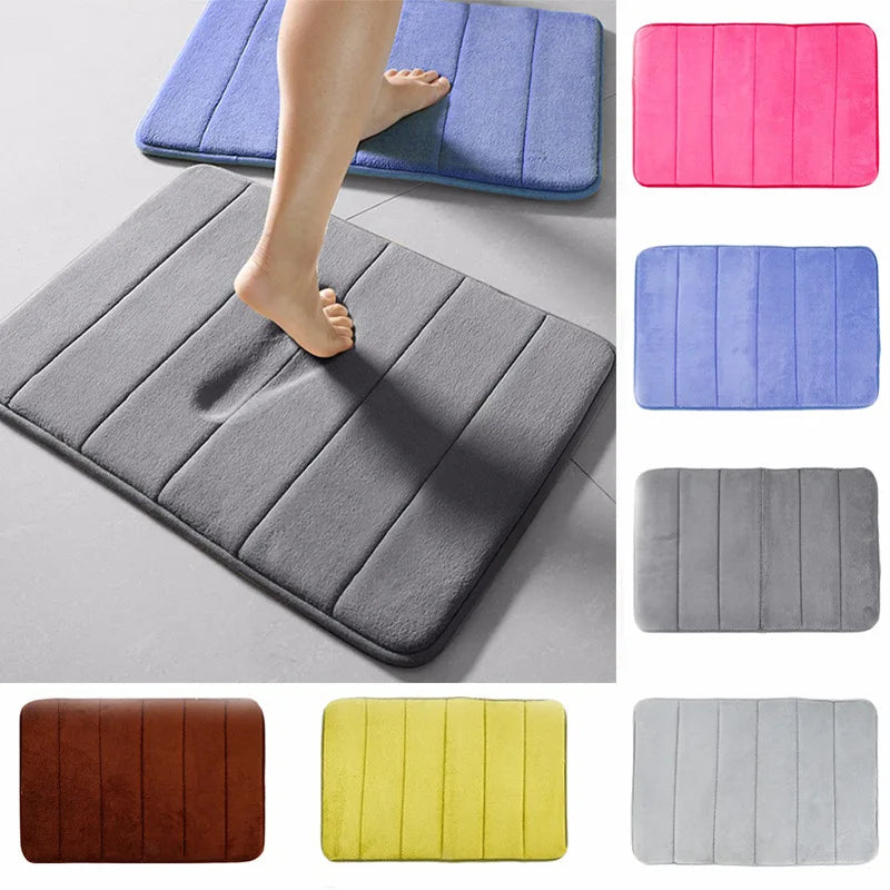 Set Tappetini Assorbenti in Memory Foam Antiscivolo per Bagno Cucina Pavimento e Toilette