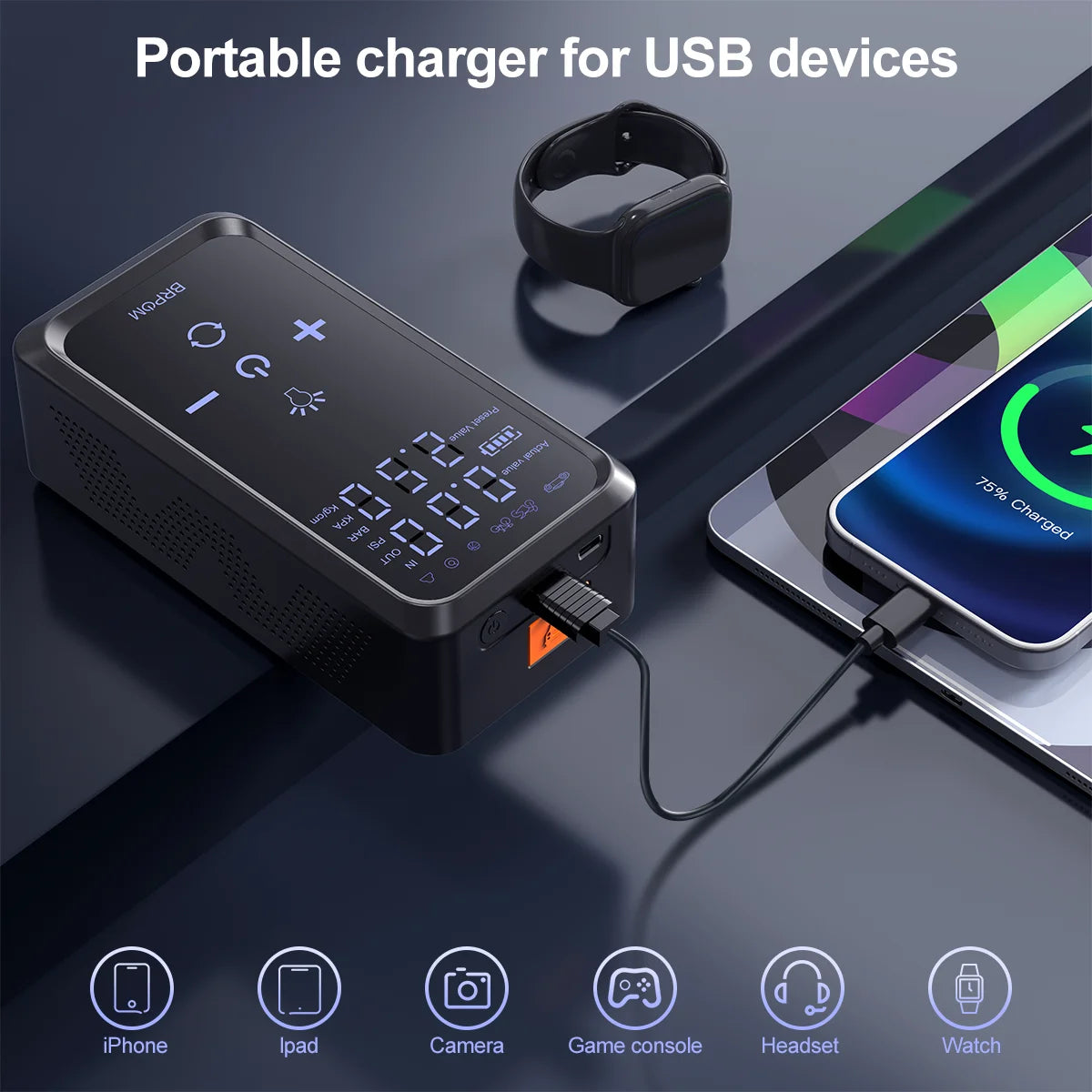 Avviatore Emergenza Auto 4 In 1 Power Bank 7000A 20000mAh 30000mAh Con Compressore 150 PSI Per Automobilisti Sicuri