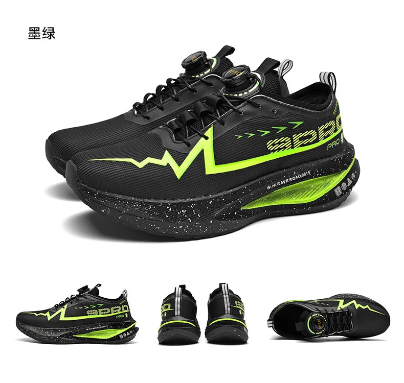 Scarpe Da Corsa Fluorescenti Carbon Board Marathon Uomo Traspiranti Leggere Comode Sneakers Antiscivolo