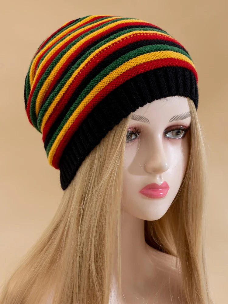 Nuovi Cappelli Invernali Slouchy da Donna per Tenere al Caldo Berretto Lavorato a Maglia a Righe Design